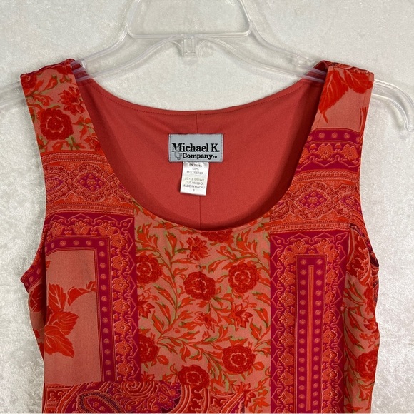 MICHAEL K & COMPANY Vintage Maxi Dress Womens S‎ Pencil Lined Tie Backs Pinks - Picture 6 of 11